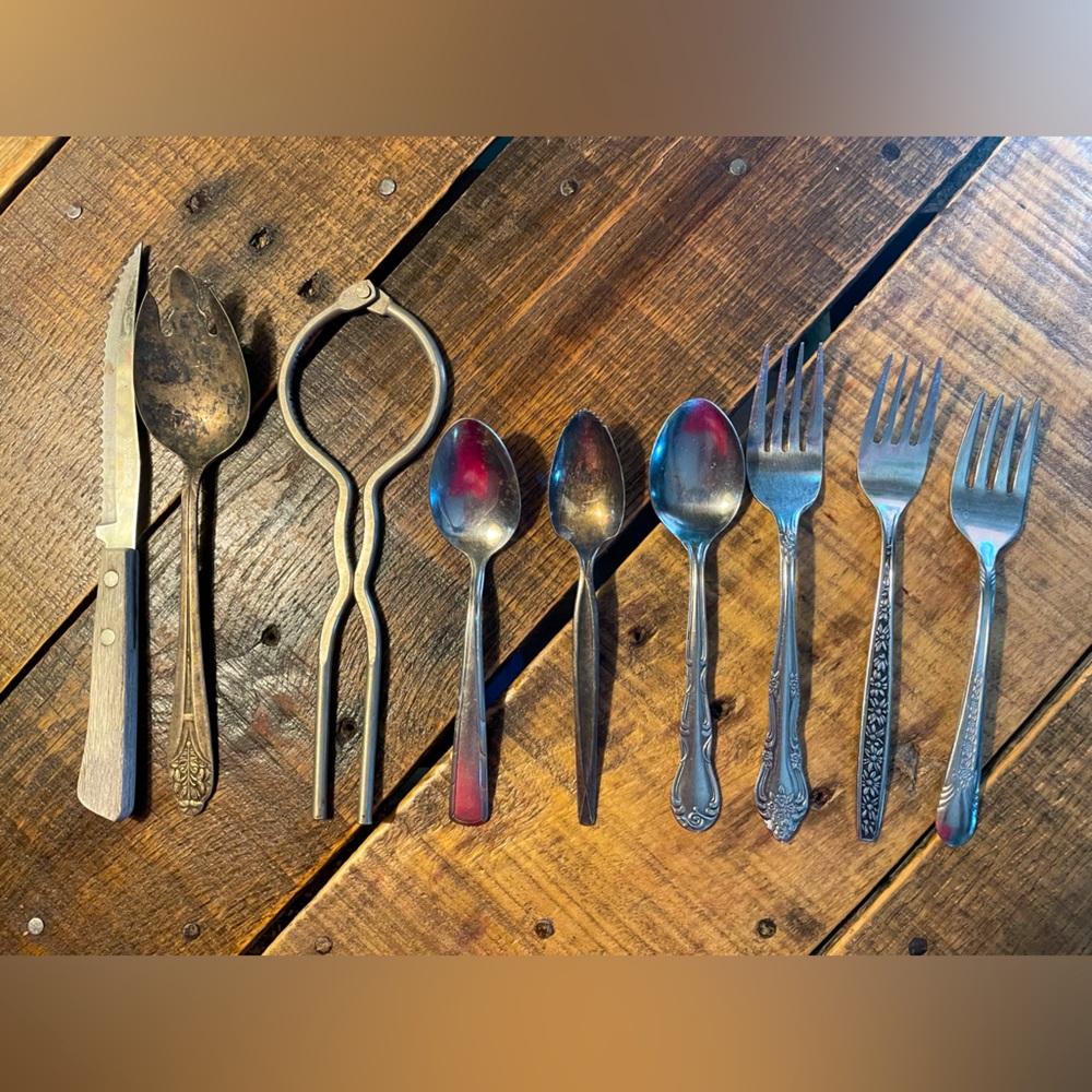 Random vintage flatware silverware 9 piece set